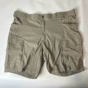 Duluth Trading Co. Cargo Shorts Mens 44 Flex Dry On The Fly Beige Nylon/Spandex
